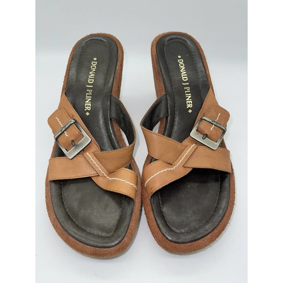 Donald J. Pliner Shoes - Donald J Pliner Size 8.5M Burnt Orange / Brown Wedge Platform Slip-on Sandals